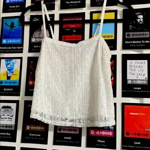 Cropped White Blouse Pretty Pattern